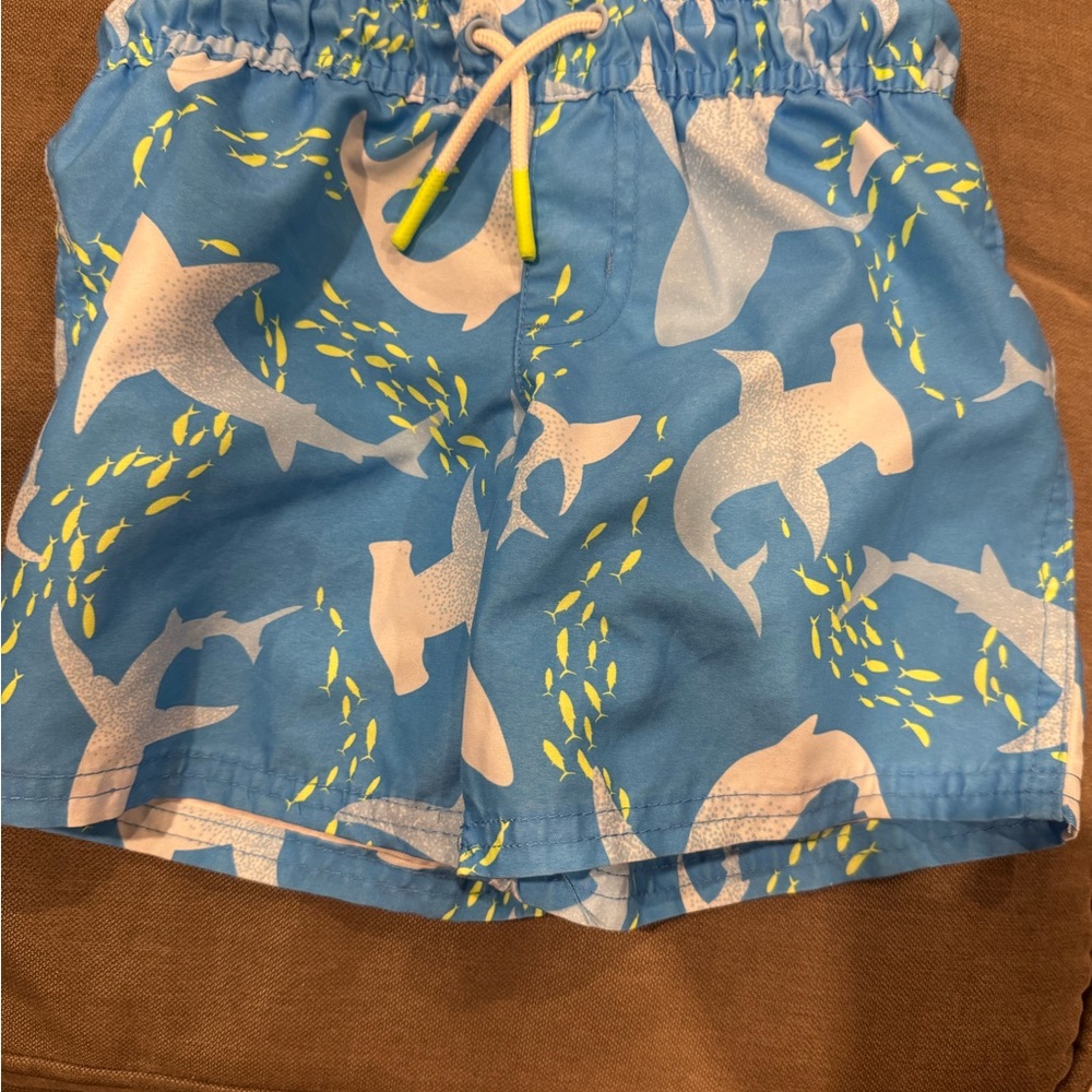Cat & Jack Blue Shark Pattern Swim Trunks